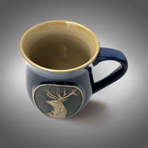 Stoneware Mug with Stag - Blue PT1007 - Gift Set of 1,2 & 4