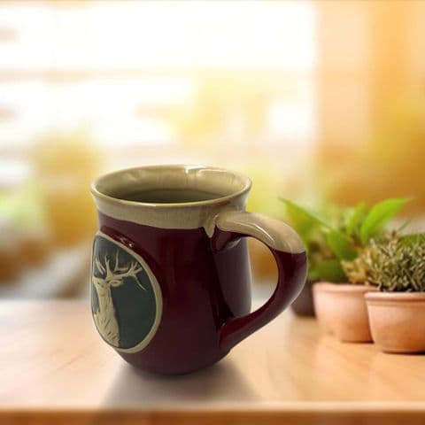 Stoneware Mug with Stag - Red PT1007 - Gift Set of 1,2 & 4