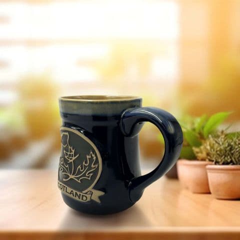 Stoneware Mug with Thistle/Scotland - Blue PT1009 - Gift Set of 1,2 & 4