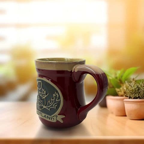 Stoneware Mug with Thistle/Scotland - Red PT1009 - Gift Set of 1,2 & 4