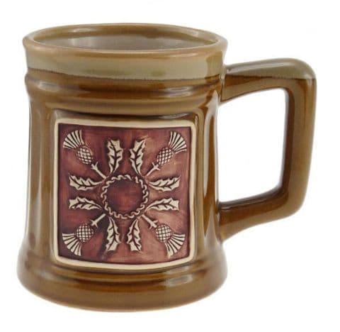 Stoneware Mug with Thistles - Brown PT1006 - Gift Set of 1,2 & 4