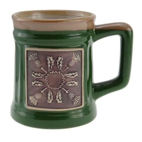 Stoneware Mug with Thistles - Green PT1006 - Gift Set of 1,2 & 4