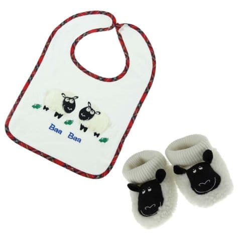 Tartan Baby Bib & Bootee Set - 2-Piece Gift set | Hook & Loop Closure, 100% Cotton | 0 to 24 Months