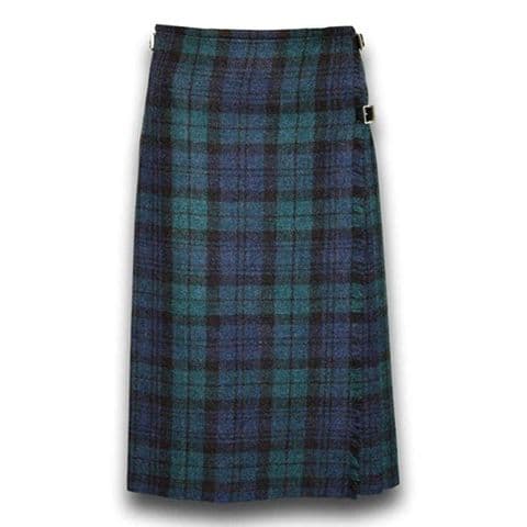 Tartan Ladies Long Kilt In Black Watch