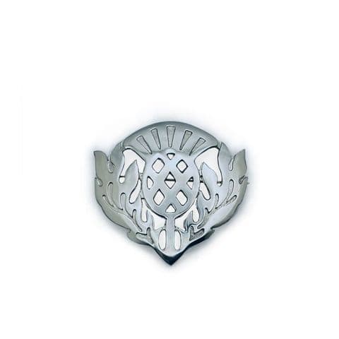 Thistle Plaid Brooch in Polished Pewter, Celtic Design, Made in Scotland, 6.3cm - PB39