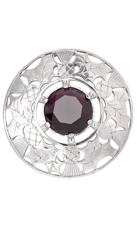 Thistle Plaid Brooch With Stone - CAIRNGORM PB01C