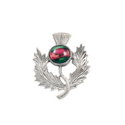 Traditional Scottish Thistle Brooch in Pewter, Handcrafted Heathergems, Gift Box Included