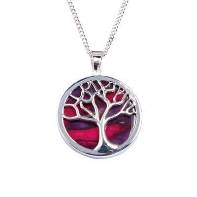 Tree of Life Pendant - Silver Plated Heathergem Pendant, Handmade in Scotland