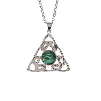 Trinity Knot Silver Plated Heathergem Pendant – Handcrafted in Scotland, Gift Boxed