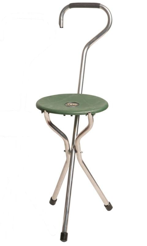 Trio Tripod Folding Seat Stick – Walking Stick & Seat in Black and Green, 84cm (33") Handle