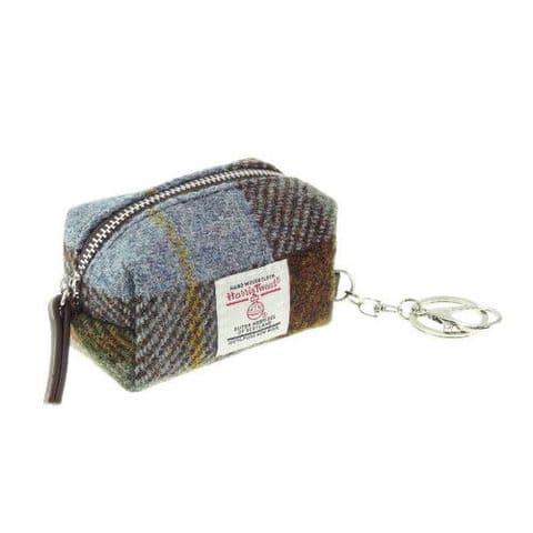 Unisex Keyring Harris Tweed Luxury Wool Tartan Micro Bag UK Gift In MacLeod Tartan LB2049 C-15