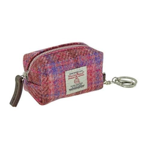 Unisex Keyring Harris Tweed Luxury Wool Tartan Micro Bag UK Gift In  Pink Check Tartan LB2049 C-103