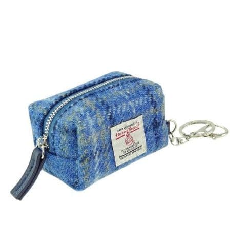 Unisex Keyring Harris Tweed Luxury Wool Tartan Micro Bag UK Gift In Turquoise Tartan LB2049 C-122