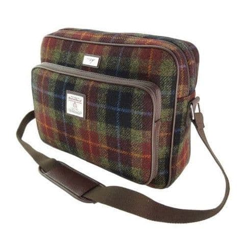 Unisex Luxury Harris Tweed Cross Body Round Bag in Unique Messenger Bag Rust Check LB1226-COL59