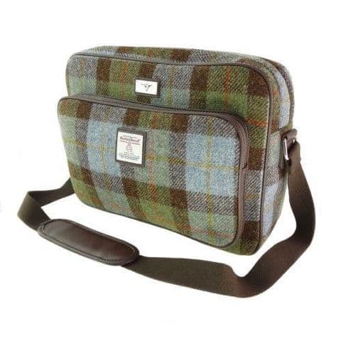 Unisex Luxury Harris Tweed Cross Body Round Bag in Unique Messenger MacLeod Tartan LB1226-COL15