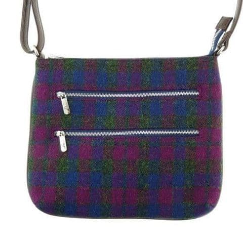 Women's Authentic Fashionable Harris Tweed Multi Zip Bag in Heather Check LB1229-COL 54