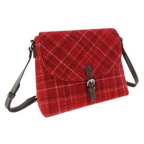Women's Authentic Fashionable Harris Tweed Shoulder Bag in Red Check LB1212-COL 102