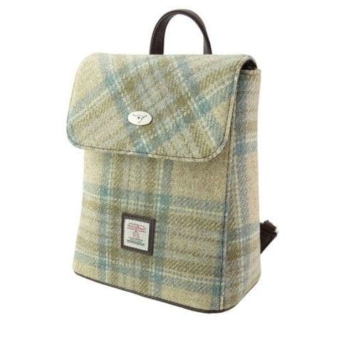 Women's Authentic Harris Tweed Fashionable Mini Backpack in Unique Beige Stewart LB1213-COL132