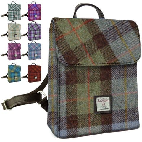 Women's Authentic Harris Tweed Fashionable Mini Backpack in Unique MacLeod Tartan LB1213-COL 15