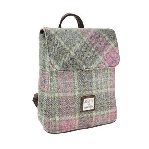 Women's Authentic Harris Tweed Fashionable Mini Backpack in Unique Soft Pink Buchanan LB1213-COL 134