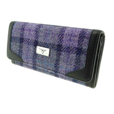 Women's Authentic Harris Tweed Long Purse in Purple Check LB2000-COL 89