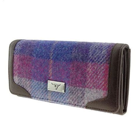 Women's Authentic Harris Tweed Long Purse in Purple/Pink Tartan LB2000-COL 47