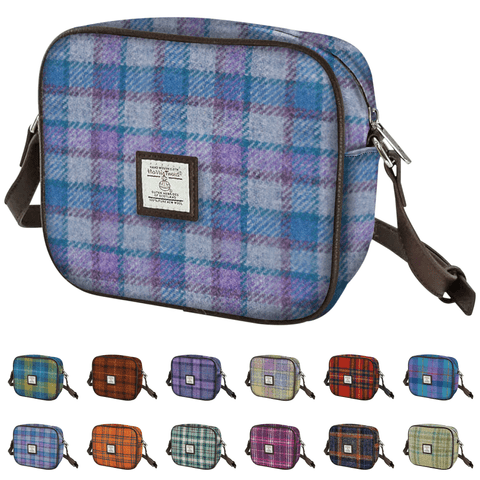 Women's Authentic Harris Tweed Mini Bag in Unique Blue/Purple & Grey Check LB1210-COL 98