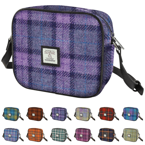 Women's Authentic Harris Tweed Mini Bag in Unique Bold Purple Check Tartan LB1210-COL 89