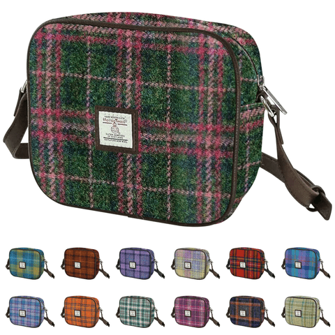 Women's Authentic Harris Tweed Mini Bag in Unique Dark Green & Plum Check LB1210-COL 107