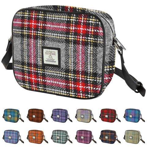Women's Authentic Harris Tweed Mini Bag in Unique Grey & Red Tartan LB1210-COL 96