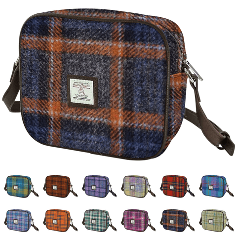 Women's Authentic Harris Tweed Mini Bag in Unique Grey & Rust Check LB1210-COL 127