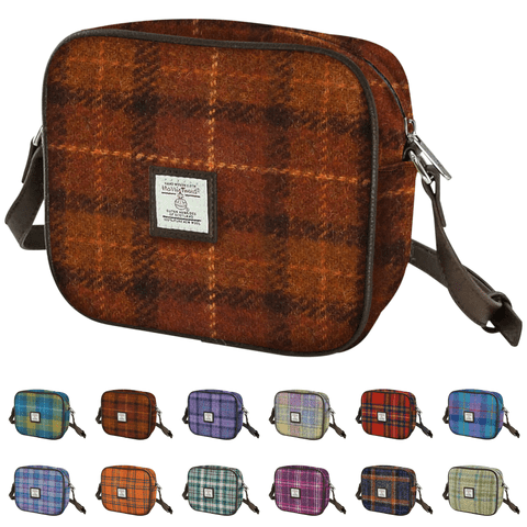 Women's Authentic Harris Tweed Mini Bag in Unique Rust with Orange Overcheck Tartan LB1210-COL117