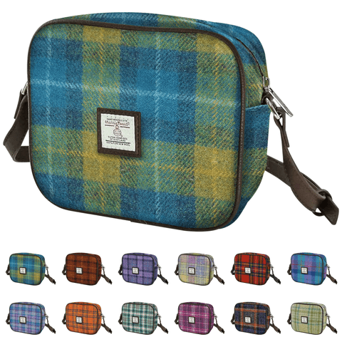 Women's Authentic Harris Tweed Mini Bag in Unique Sea Blue / Green Tartan LB1210-COL114