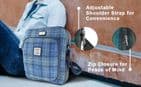 Women's Authentic Harris Tweed Neat Travel Bag in Unique Grey/Black Tartan LB1216-COL 95