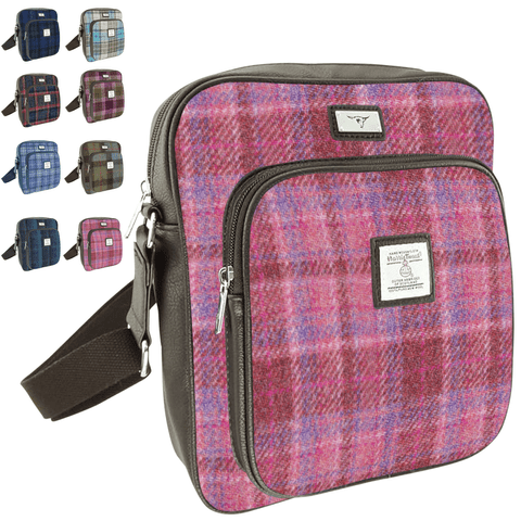 Women's Authentic Harris Tweed Neat Travel Bag in Unique Pink Check LB1216-COL 103