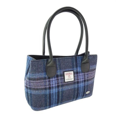 Women's Exquisite Harris Tweed Classic Handbag in Blue & Purple Stewart LB1003-COL 143