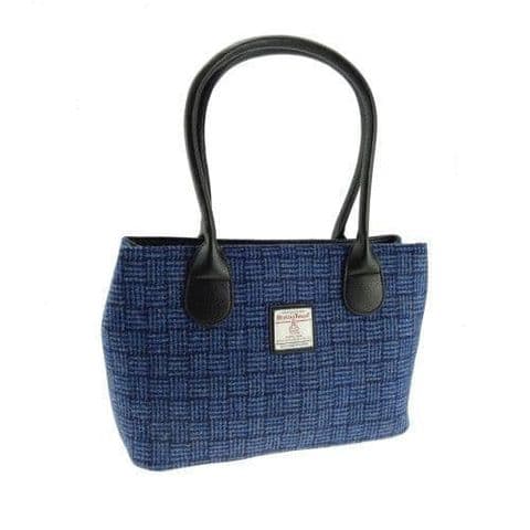 Women's Exquisite Harris Tweed Classic Handbag in Unique Blue Basket Weave LB1003-COL 97