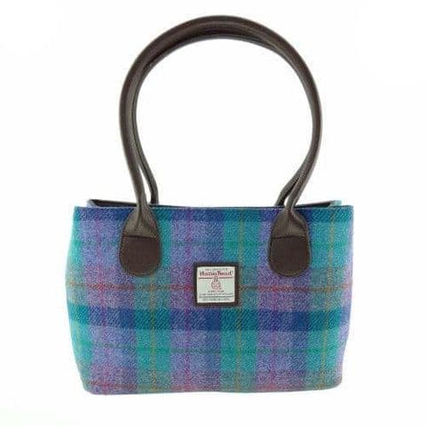 Women's Exquisite Harris Tweed Classic Handbag in Unique Green & Purple Check LB1003-COL 79