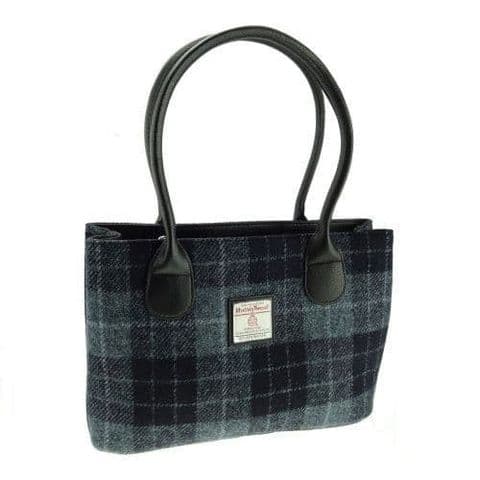 Women's Exquisite Harris Tweed Classic Handbag in Unique Grey/Black Tartan LB1003-COL 95