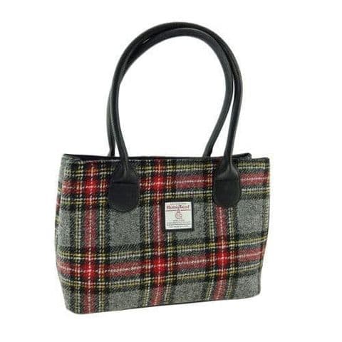 Women's Exquisite Harris Tweed Classic Handbag in Unique Grey & Red Tartan LB1003-COL 96