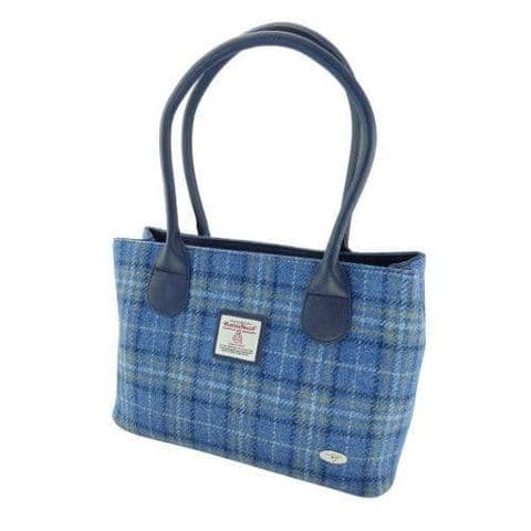 Women's Exquisite Harris Tweed Classic Handbag in Unique Light Blue Check LB1003-COL 129