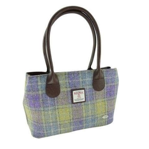 Women's Exquisite Harris Tweed Classic Handbag in Unique Lilac/Green Check LB1003-COL 112