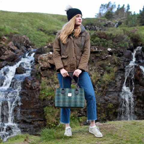 Women's Exquisite Harris Tweed Classic Handbag in Unique Moss Green LB1003-COL 91