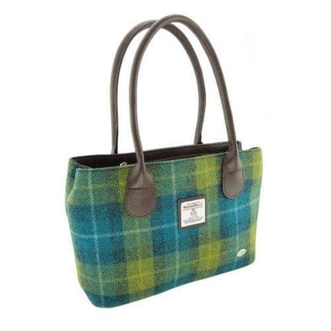 Women's Exquisite Harris Tweed Classic Handbag in Unique Sea Blue/Green Tartan LB1003-COL 114
