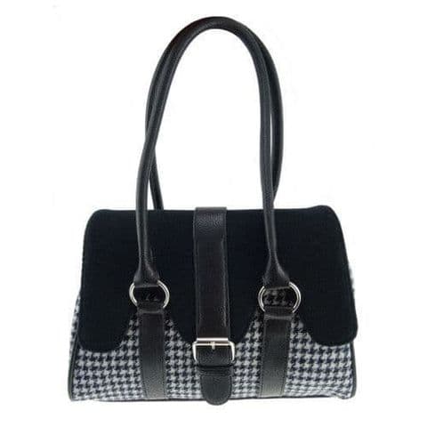Women's Exquisite Harris Tweed Scallop Bag in Unique Black Dogtooth Contrast LB1018-COL 29