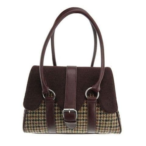 Women's Exquisite Harris Tweed Scallop Bag in Unique Brown Dogtooth Contrast LB1018-COL 27