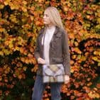 Women's Harris Tweed Mini Backpack in Blue & Purple Stewart - Made in Scotland - LB1213-COL143