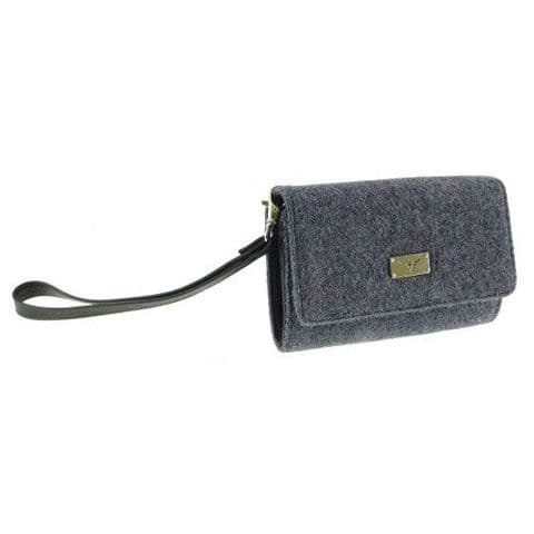 Women's Harris Tweed Smart-Phone Wallet & Wrist Strap in Stunning Plain Grey/Purple LB2104 COL 38