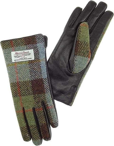 Women's Luxury Brown Leather & Harris Tweed ( Small ) Gloves in MacLeod Tartan LB3001-SML-COL15
