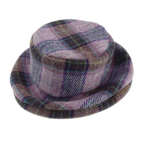 Women's Luxury Harris Tweed Fashionable Cloche Hat in Pink Check GH0370-COL 34